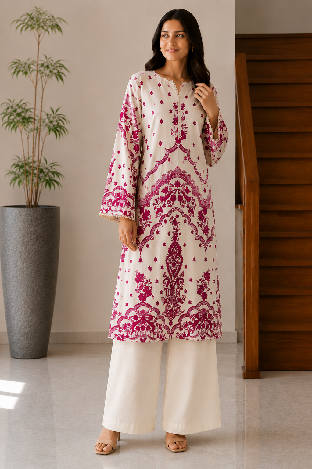 Elegant 1-piece lawn shirt