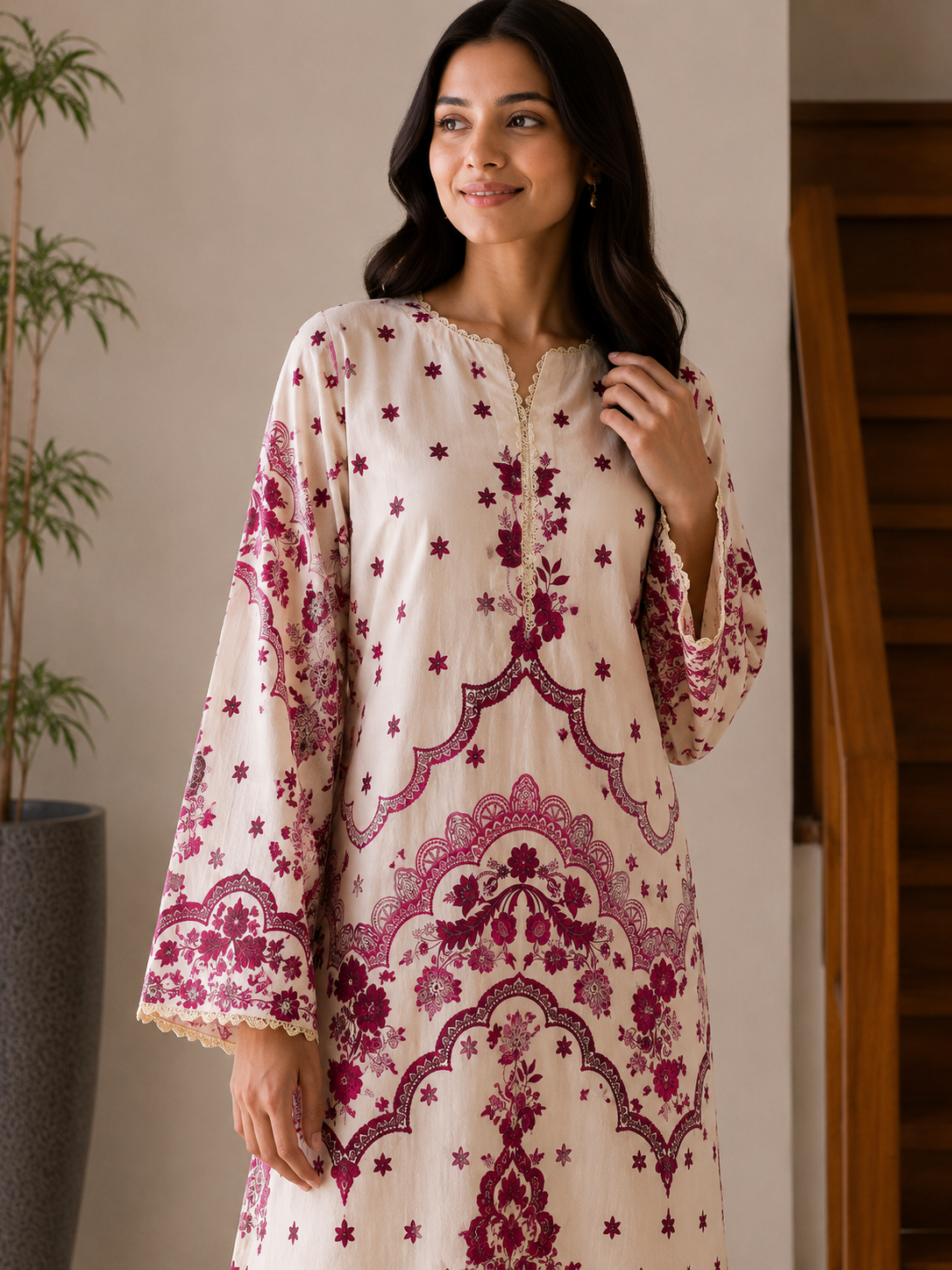 1 Piece Printed Lawn Shirt - Image 4